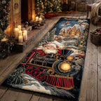 Holly Track Locomotive Runner Carpet Runner Rug - Cute Pet Design | Animal Printed Runner Rug