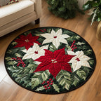 Holly Whisper Round Mat Rug - washable non-slip printed rug
