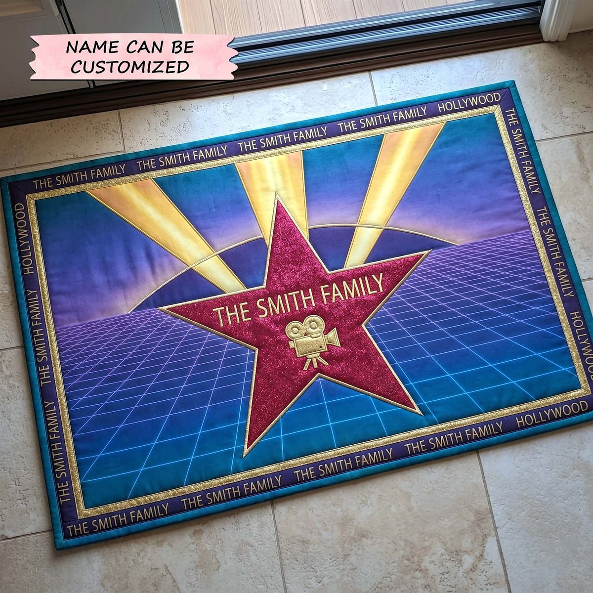 Hollywood Walk of Fame QTCUZ Doormat - Seasonal Holiday Design | Printed Welcome Doormat