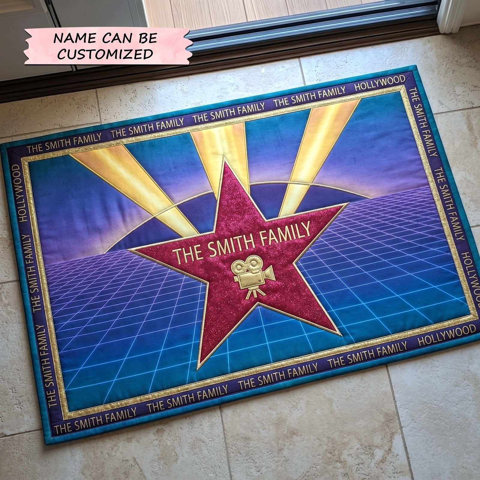 Hollywood Walk of Fame QTCUZ Doormat - Seasonal Holiday Design | Printed Welcome Doormat