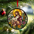 Stained Glass Good Shepherd Christmas Ornament