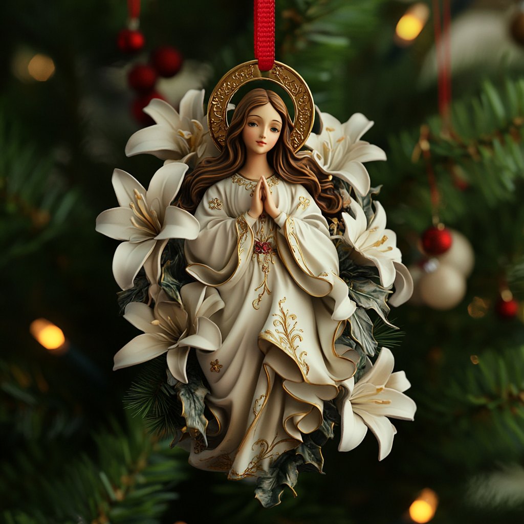 Lily Praying Madonna Christmas Ornament