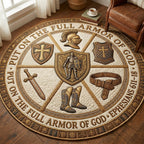 Holy Warrior Round Mat Rug - washable non-slip printed rug