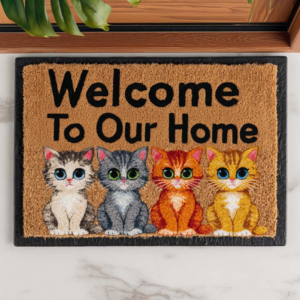 Home Cats Doormat - Cute Animal Design | Printed Welcome Doormat