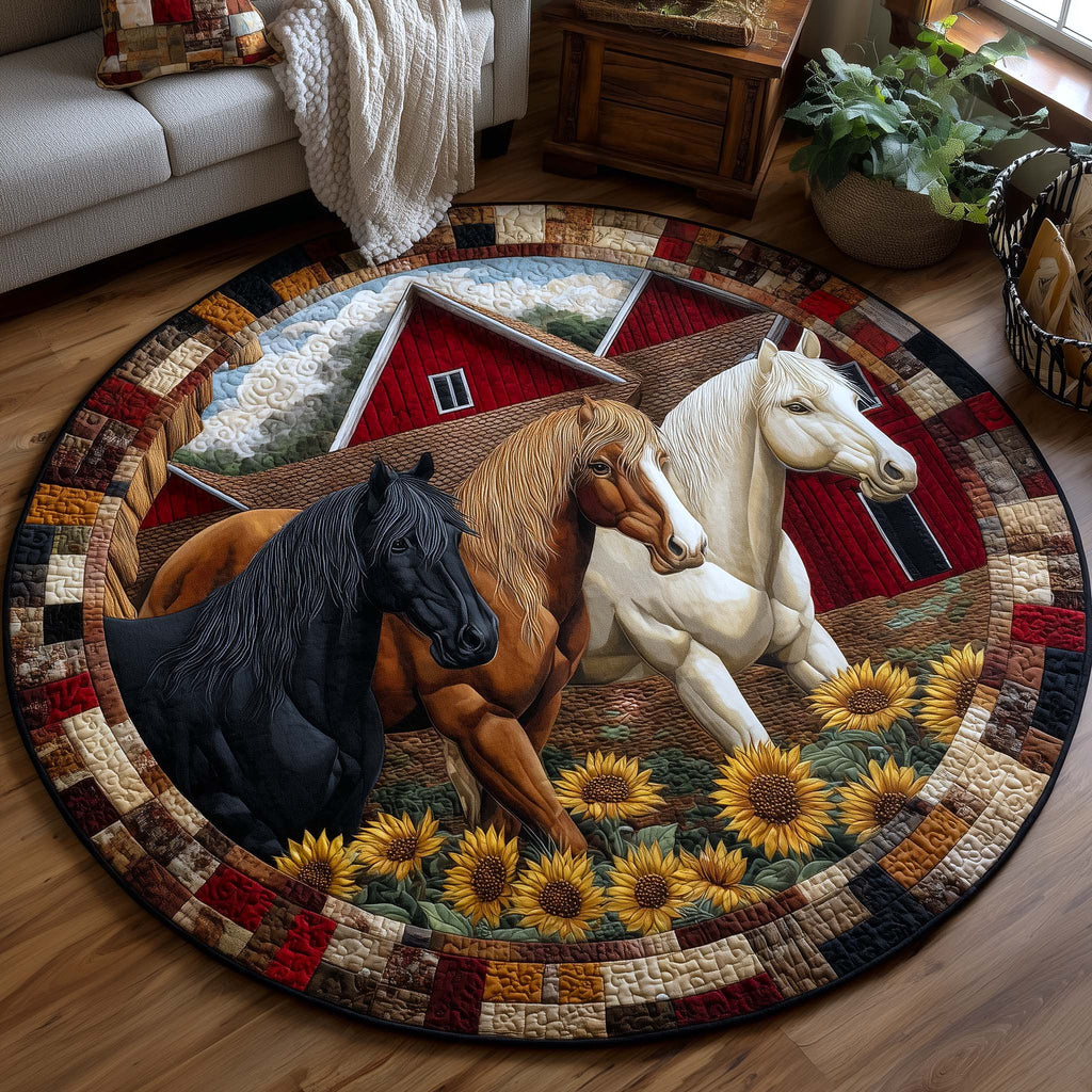 Homestead Hooves Round Mat Rug
