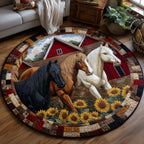 Homestead Hooves Round Mat Rug