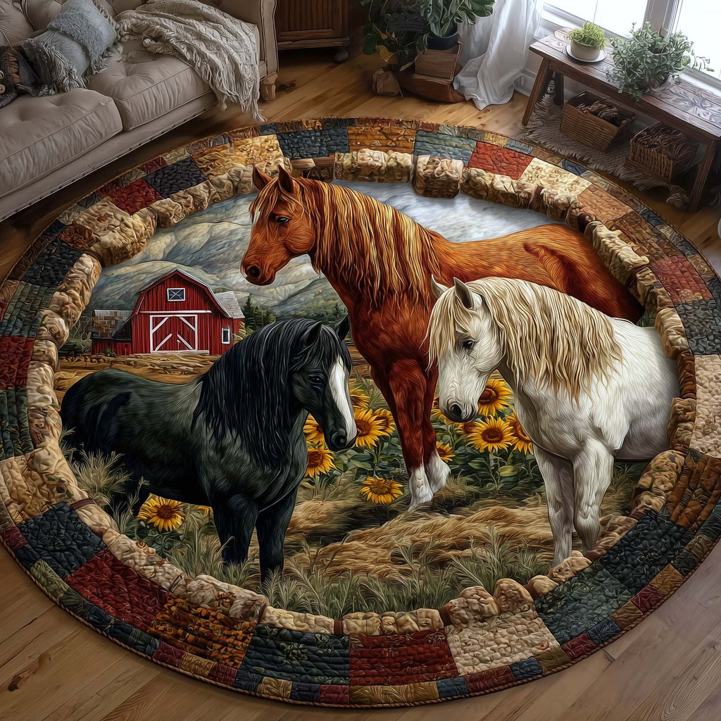 Homestead Hooves Round Mat Rug - Nature Design | Serene Home Decor