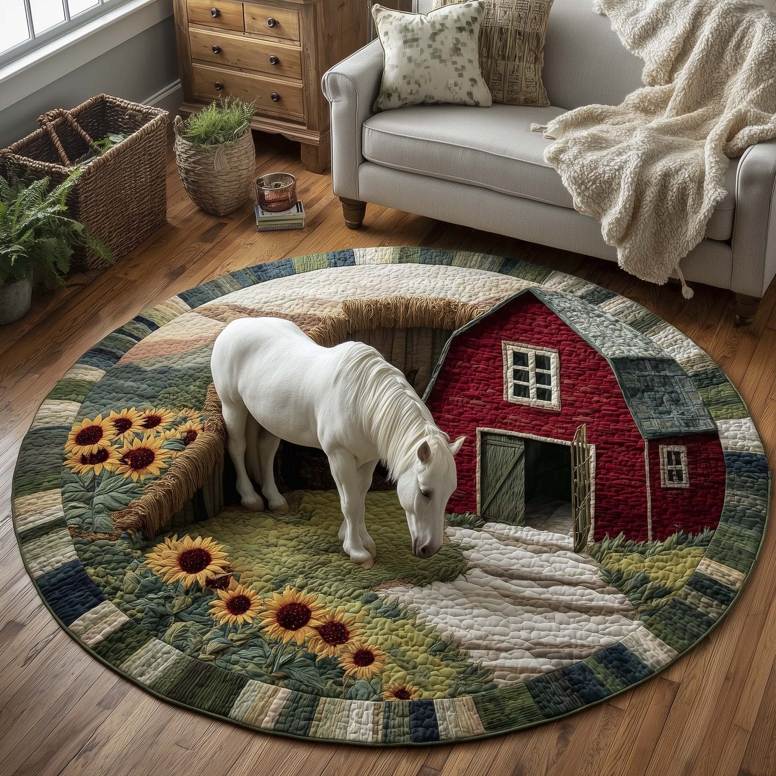 Homestead Hooves Round Mat Rug - Nature Design | Serene Home Decor
