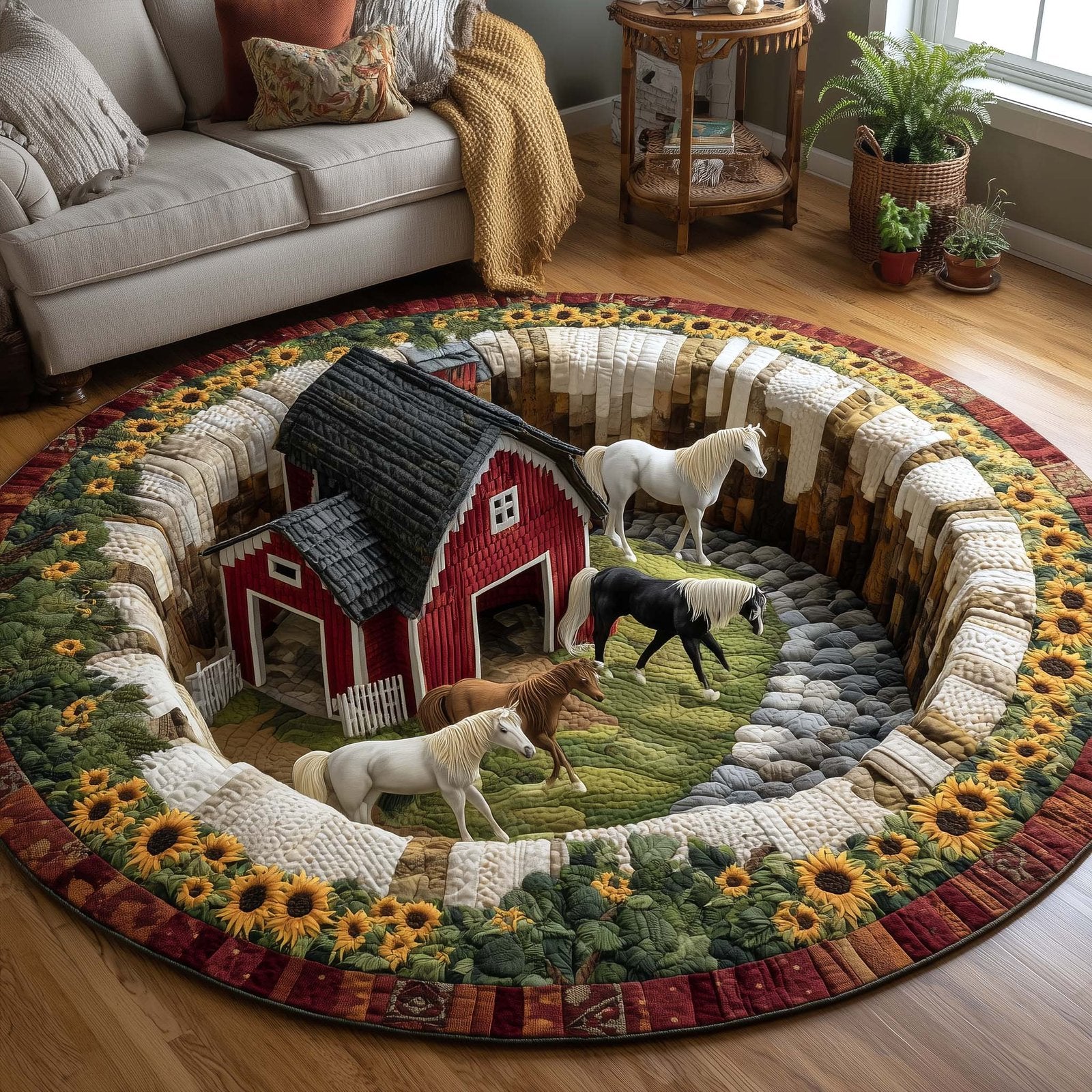 Homestead Hooves Round Mat Rug - Nature Design | Serene Home Decor