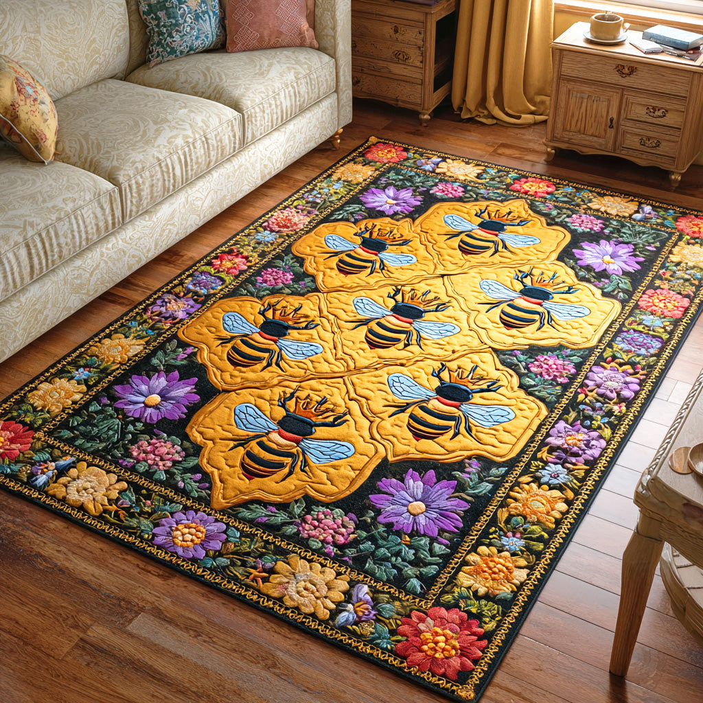 Honey Bloom Field area rug in a living room