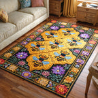 Honey Bloom Field area rug in a living room
