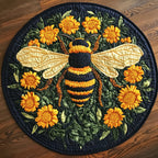 Honey Garden Round Mat Rug - washable non-slip printed rug
