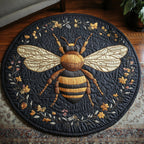 Honey Harvest Round Mat Rug - washable non-slip printed rug