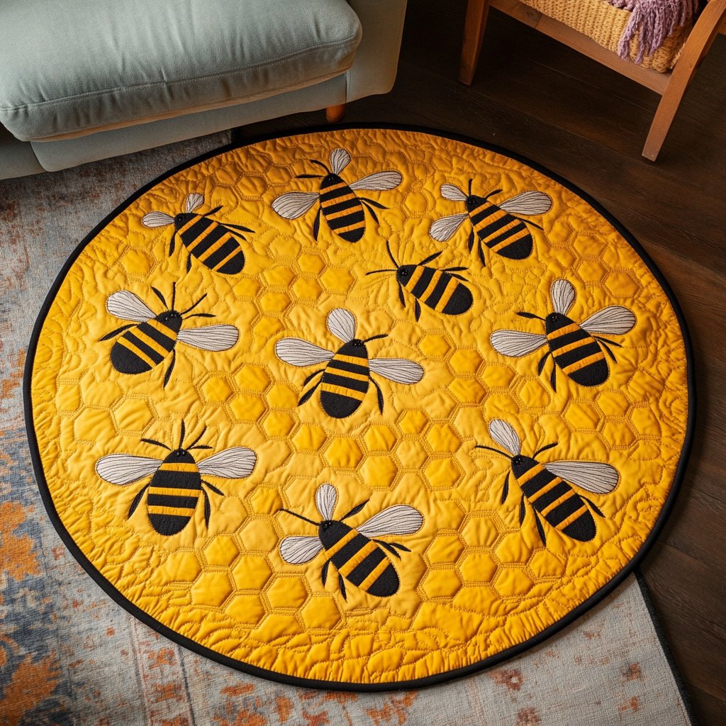Honeycomb Haven Round Mat Rug - Nature Design | Serene Home Decor