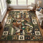 Hooked Faith area rug in a living room