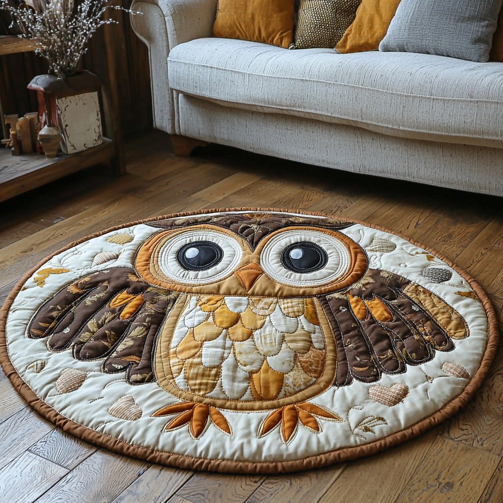 Hoot Hollow Round Mat Rug - washable non-slip printed rug