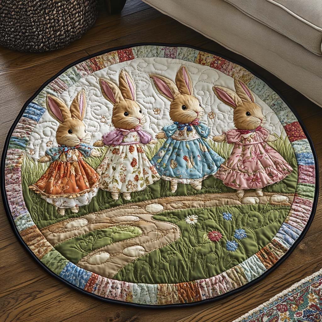 Hoppy Trails Round Mat Rug - washable non-slip printed rug