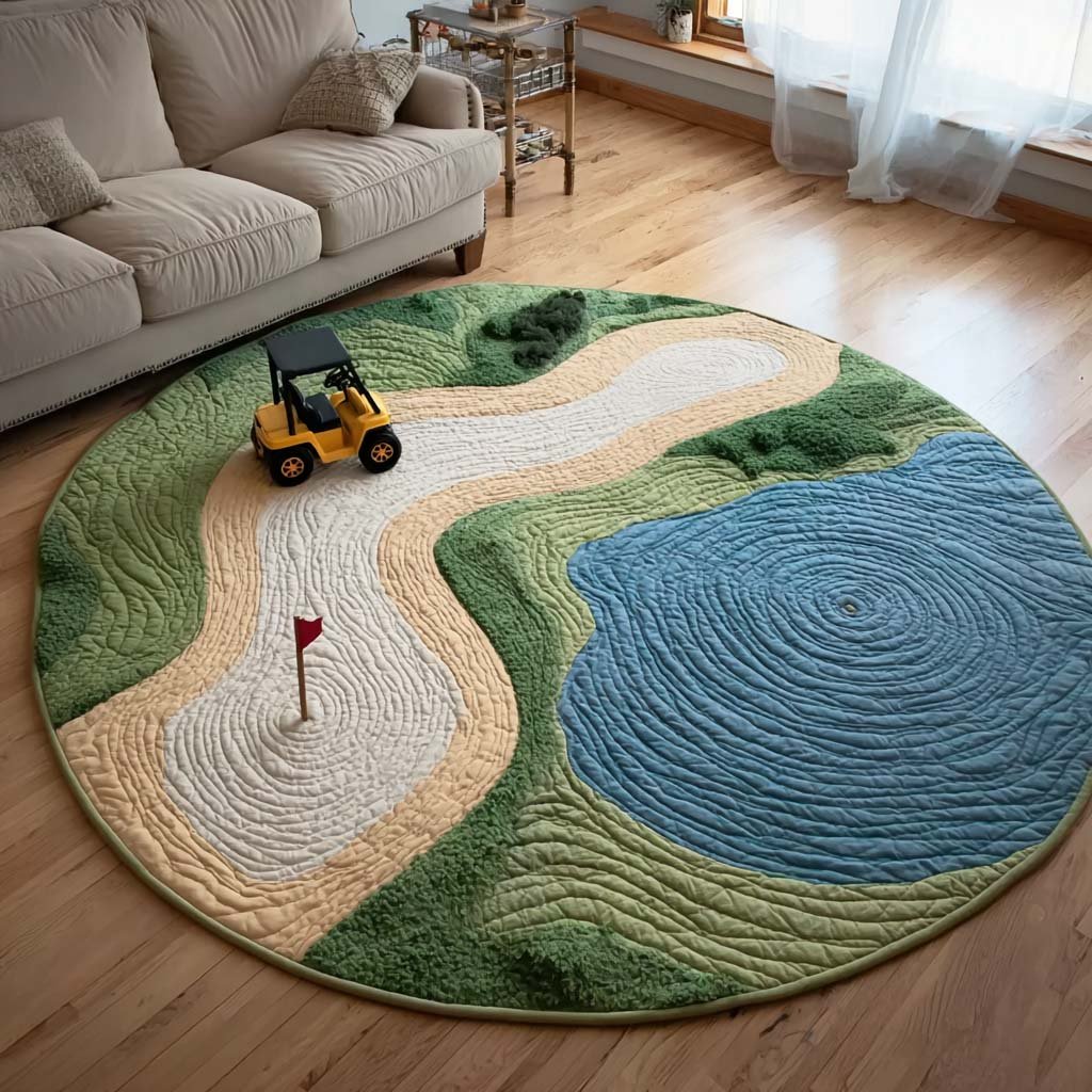 Horizon Golf Course Round Mat Rug - washable non-slip printed rug