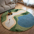 Horizon Golf Course Round Mat Rug - washable non-slip printed rug