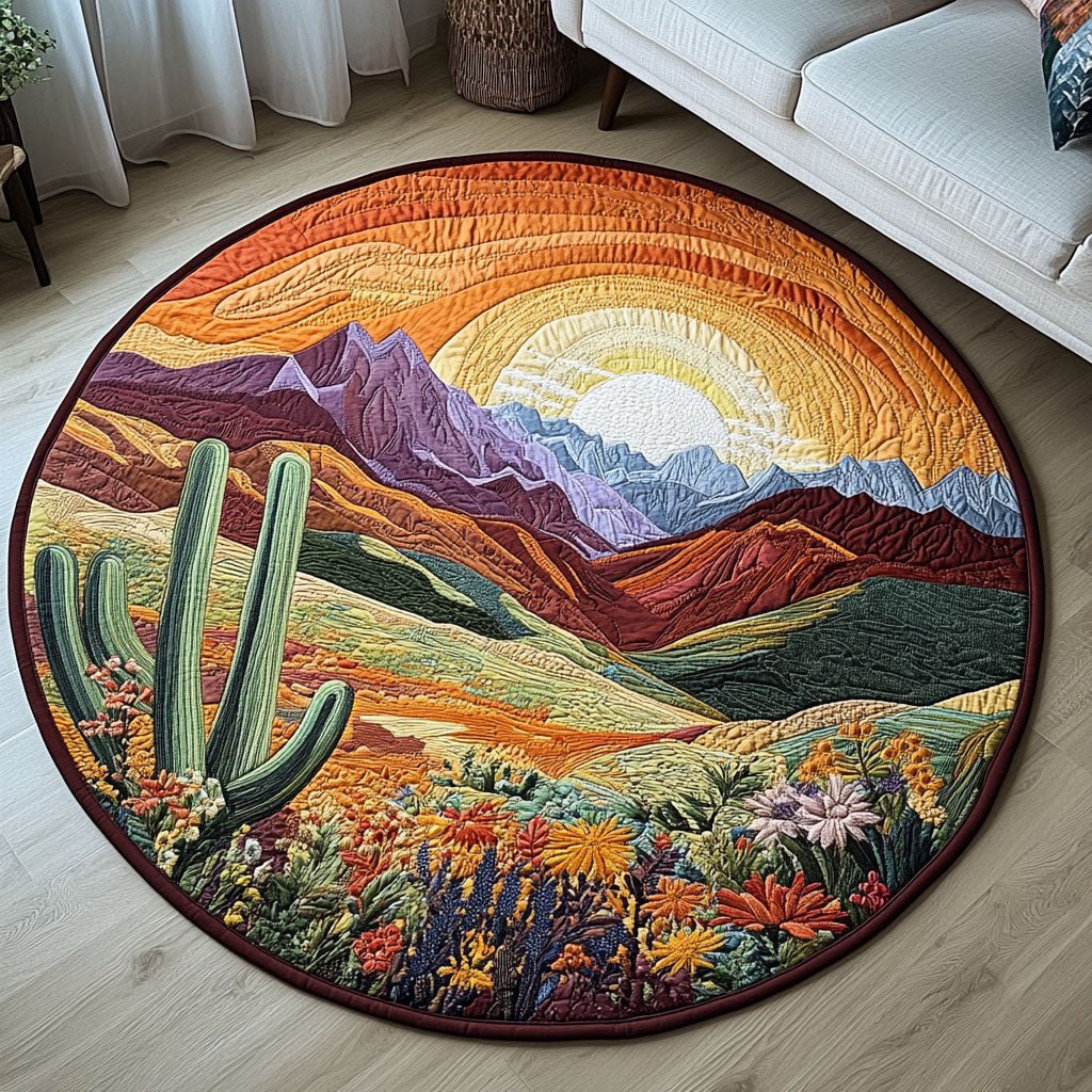 Horizon Hues Round Mat Rug - washable non-slip printed rug