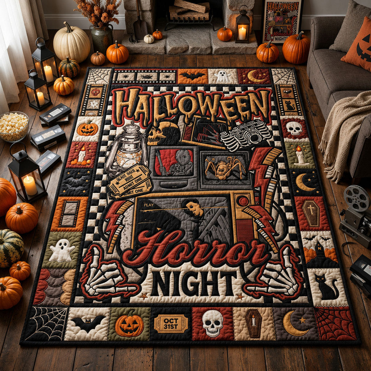 Horror Night area rug in a living room