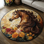 Horse Beauty Round Mat Rug - washable non-slip printed rug