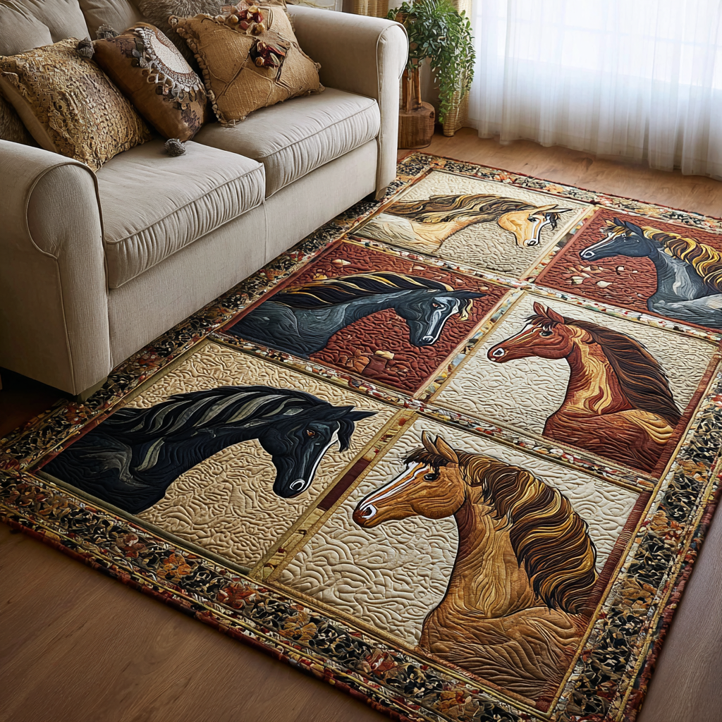 Horse Glory area rug in a living room