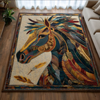Horse Journey area rug in a living room