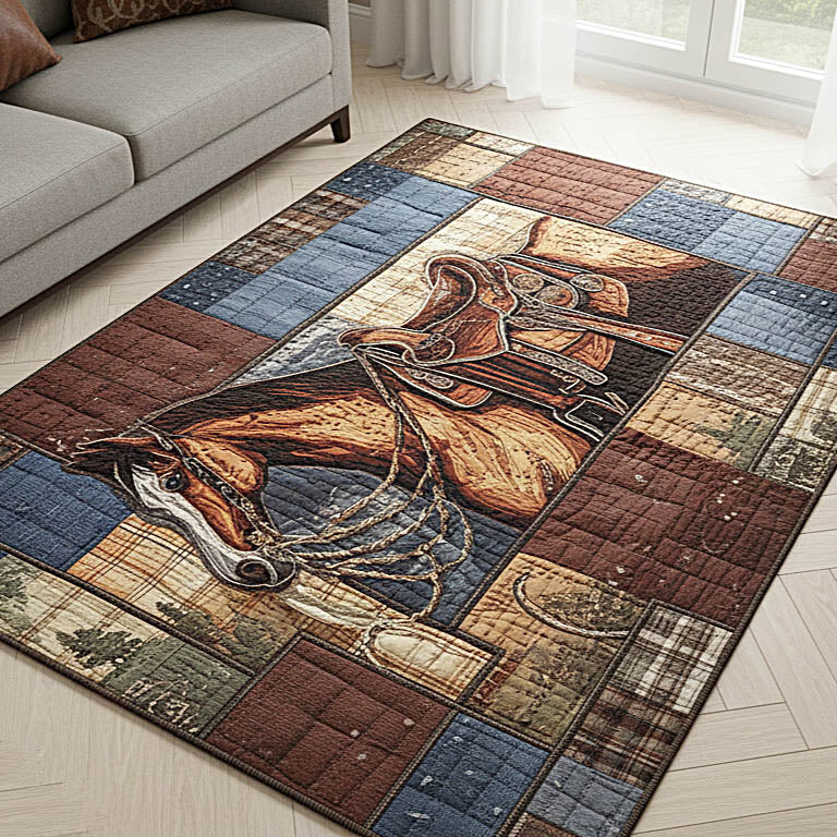 Horse Spirit area rug in a living room