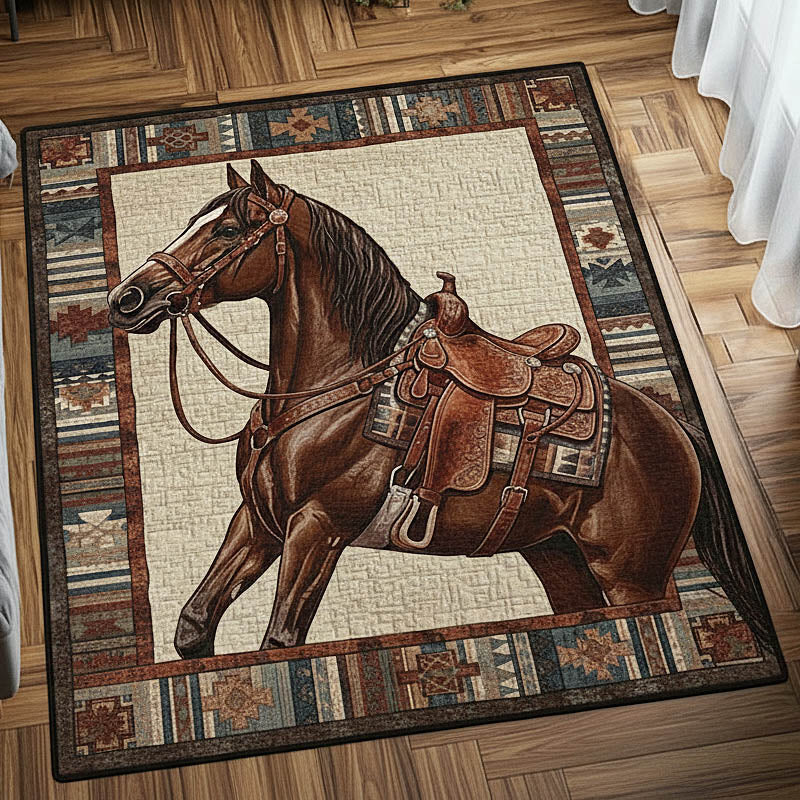 Horse Spirit area rug in a living room