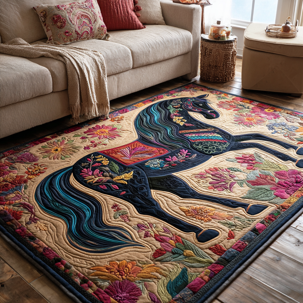 Horse Spirit area rug in a living room