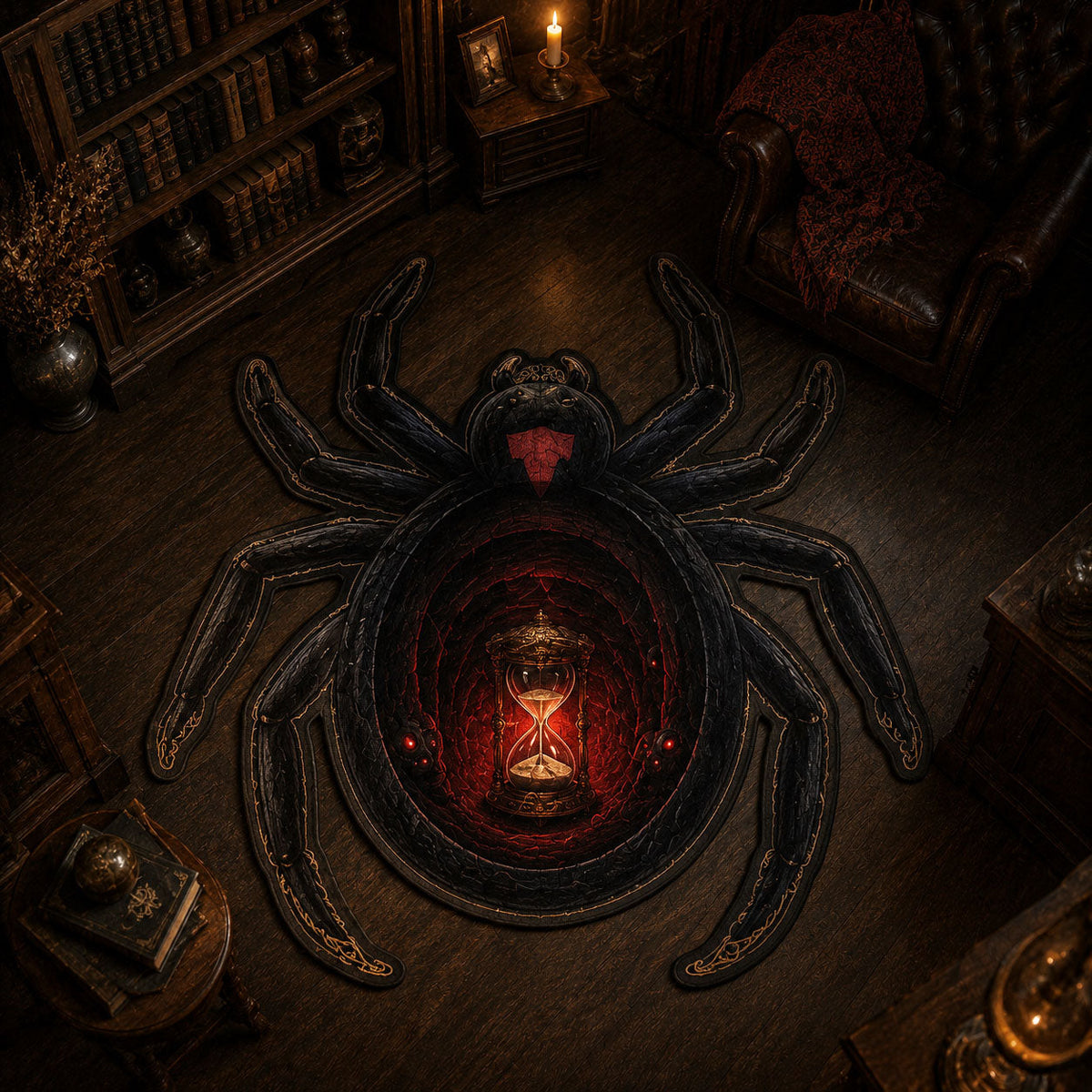 Hourglass Spider Custom Shape Area Rug - Nature Design | Die-Cut Non-Slip Rug - washable non-slip printed rug