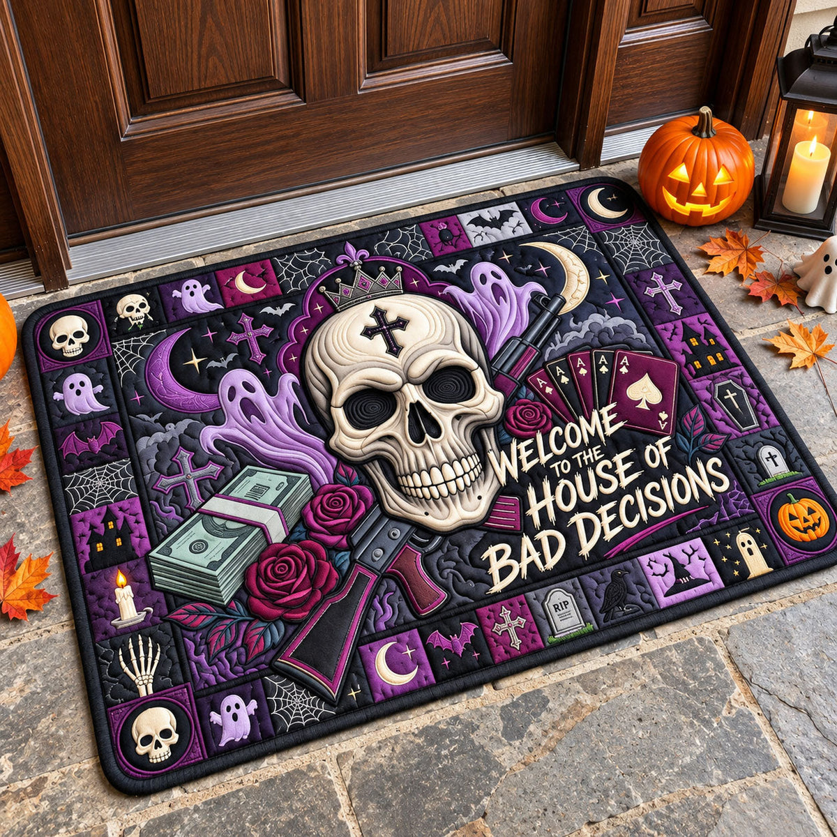 House Of Bad Decisions Doormat - Nature Design | Printed Welcome Doormat - washable non-slip printed rug