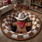 Howdy Christmas Round Mat Rug - Nature Design | Serene Home Decor