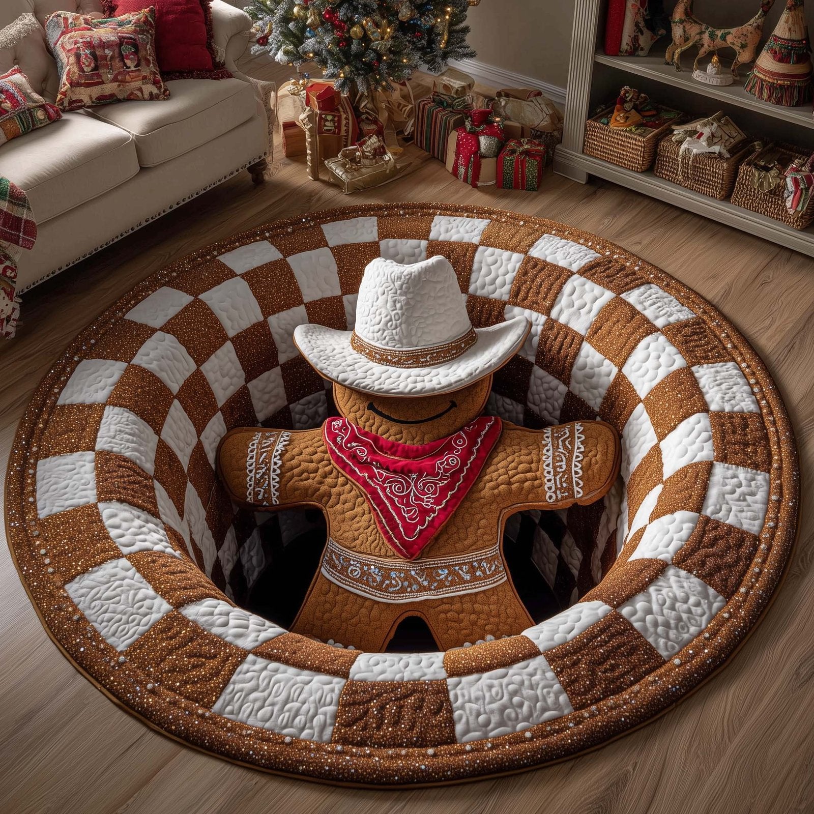 Howdy Christmas Round Mat Rug - Nature Design | Serene Home Decor