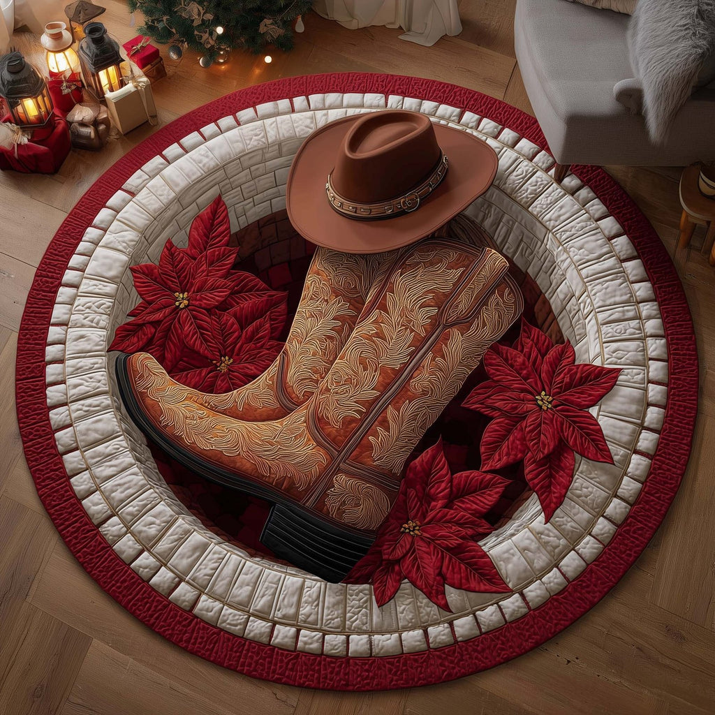 Howdy Christmas Round Mat Rug - Nature Design | Serene Home Decor