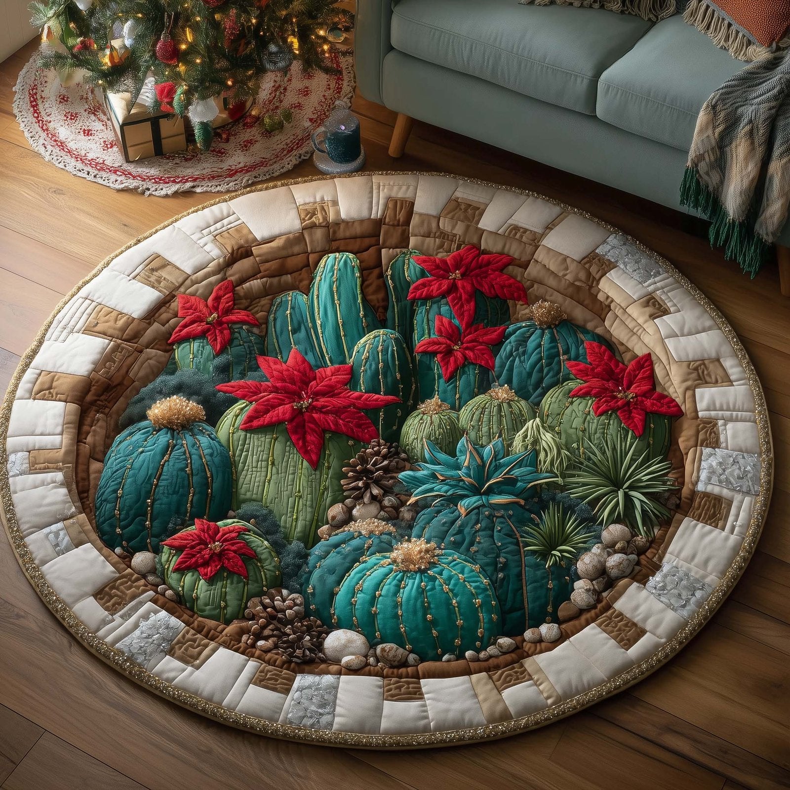 Howdy Christmas Round Mat Rug - Nature Design | Serene Home Decor