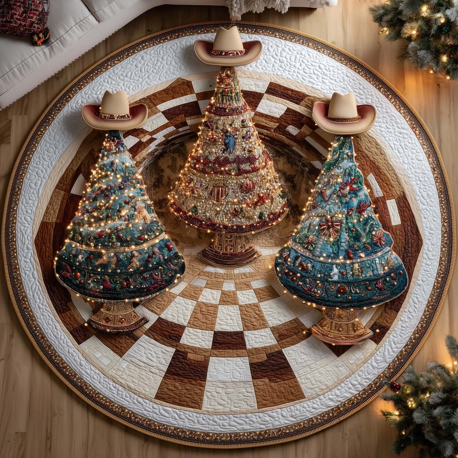 Howdy Christmas Round Mat Rug - Nature Design | Serene Home Decor