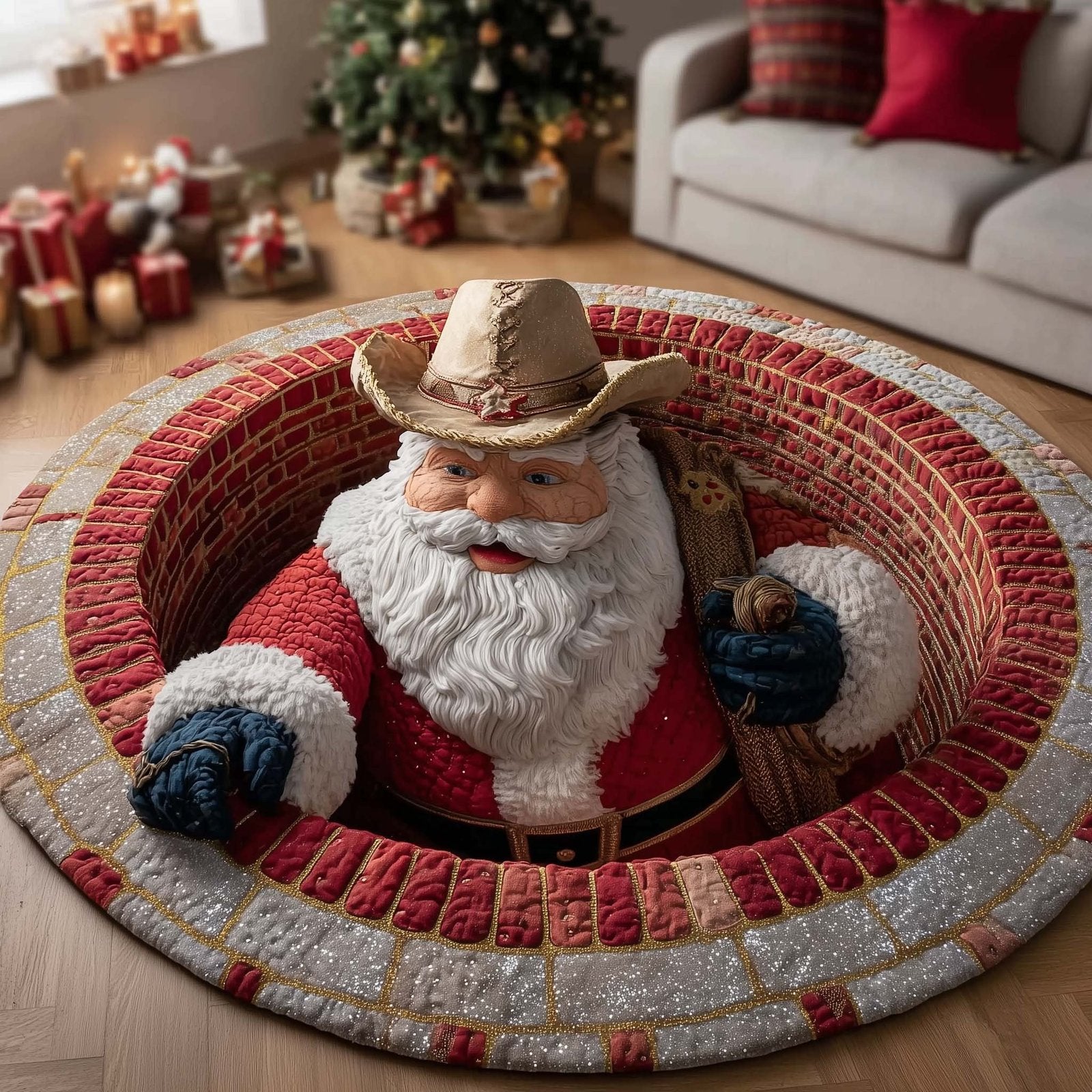 Howdy Christmas Round Mat Rug - Nature Design | Serene Home Decor