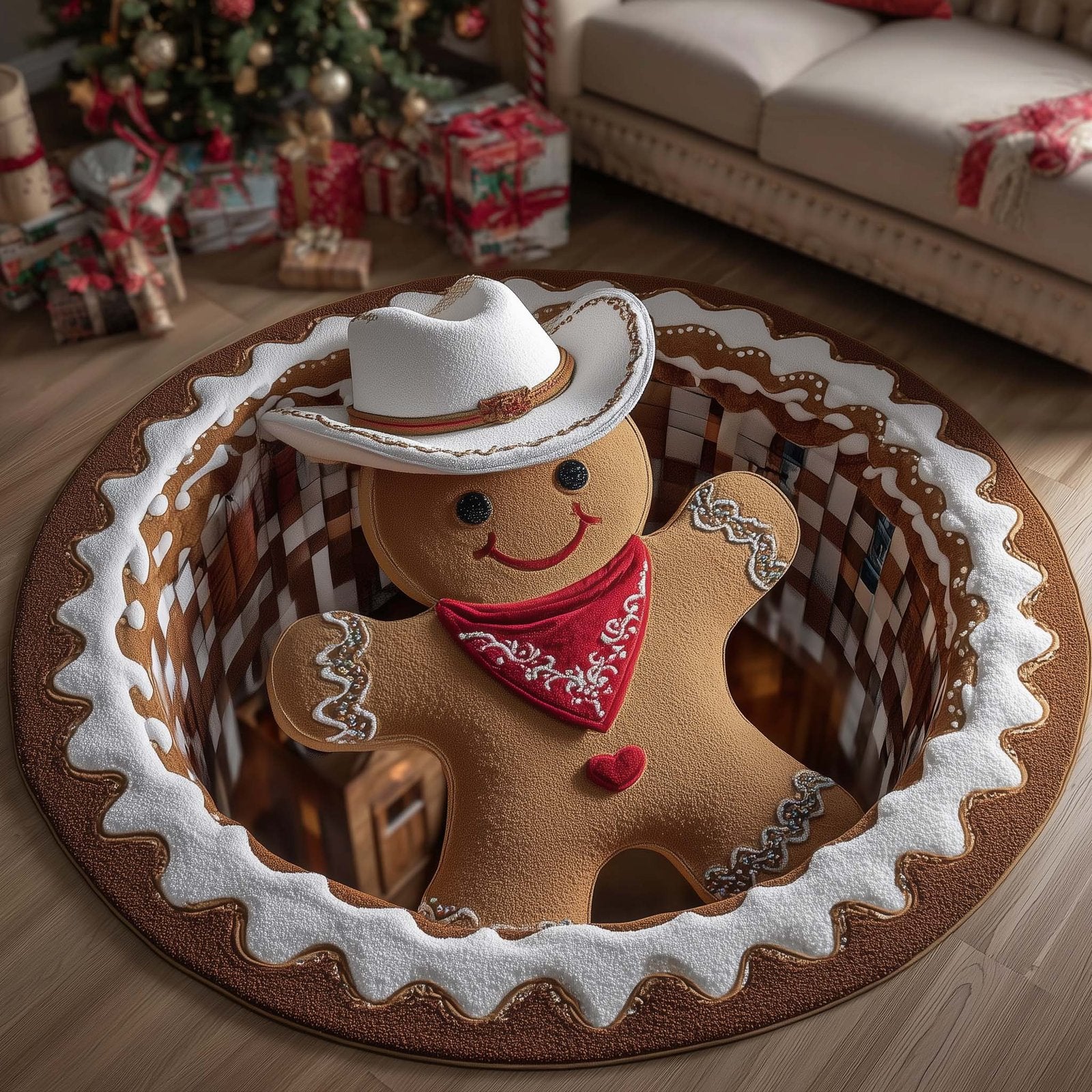 Howdy Christmas Round Mat Rug - Nature Design | Serene Home Decor