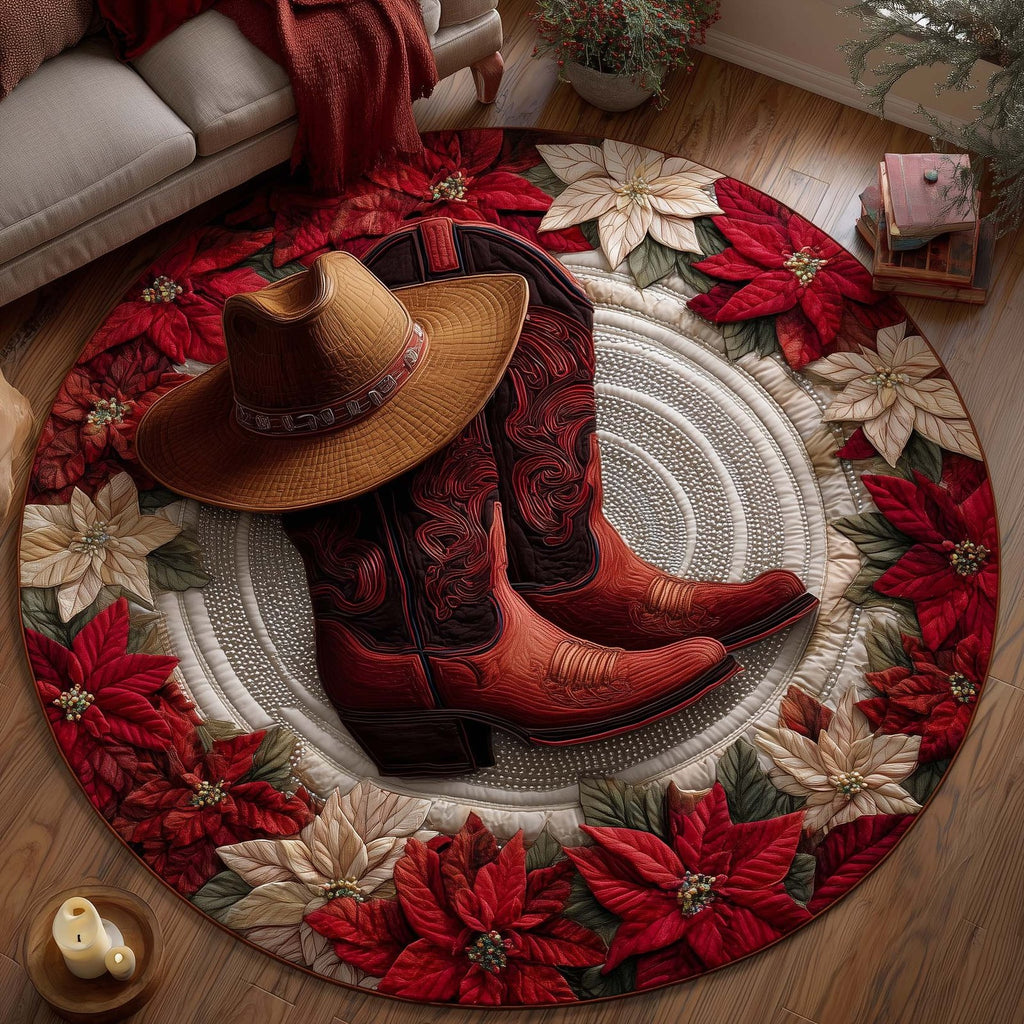 Howdy Christmas Round Mat Rug - Nature Design | Serene Home Decor