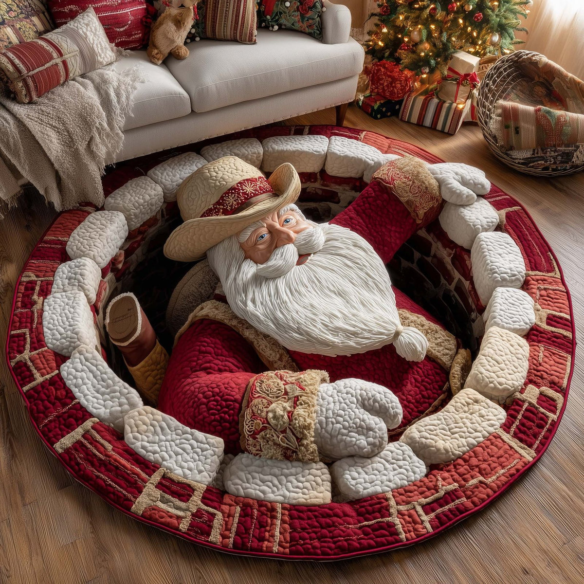 Howdy Christmas Round Mat Rug - Nature Design | Serene Home Decor