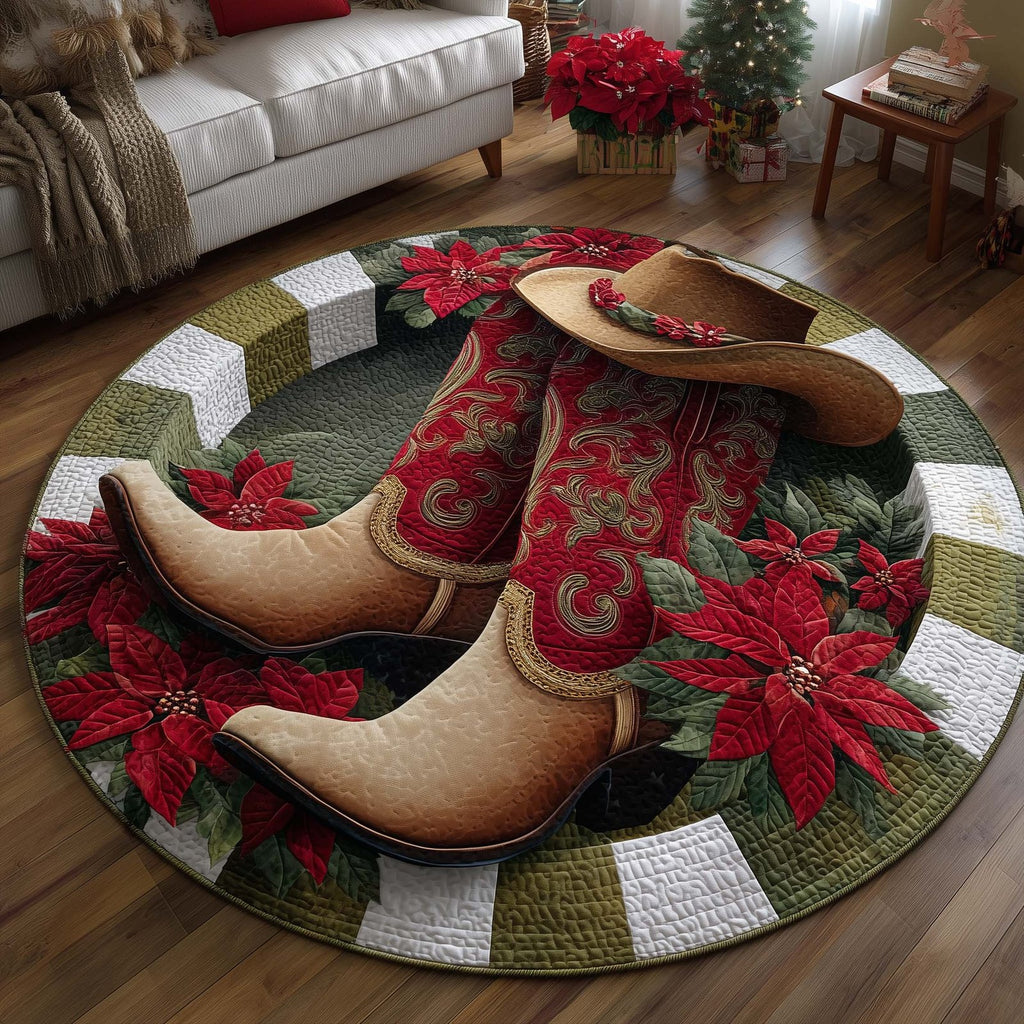 Howdy Christmas Round Mat Rug - Nature Design | Serene Home Decor