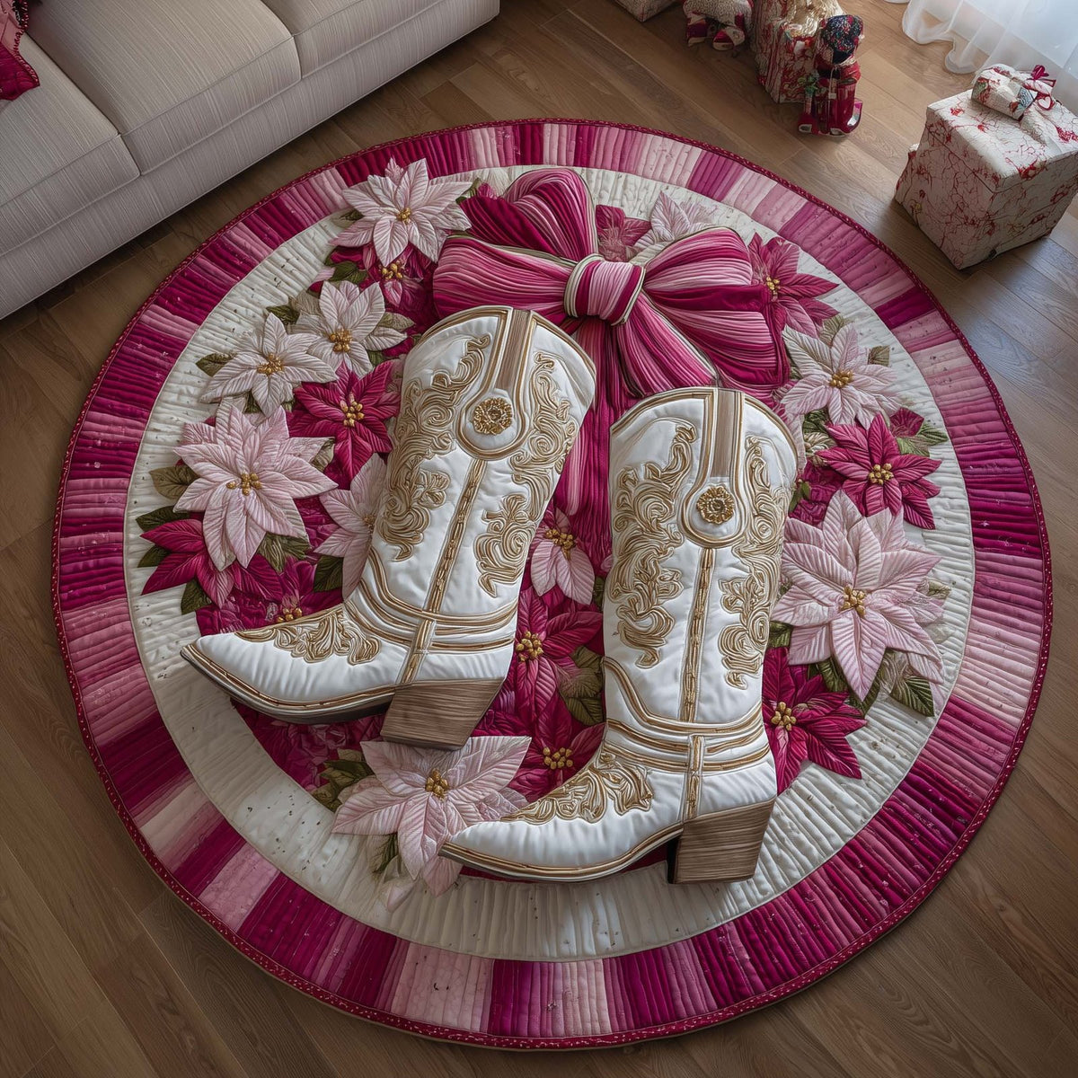 Howdy Christmas Round Mat Rug - Nature Design | Serene Home Decor