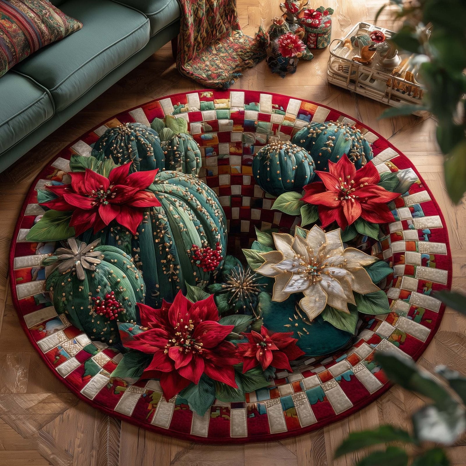 Howdy Christmas Round Mat Rug - Nature Design | Serene Home Decor