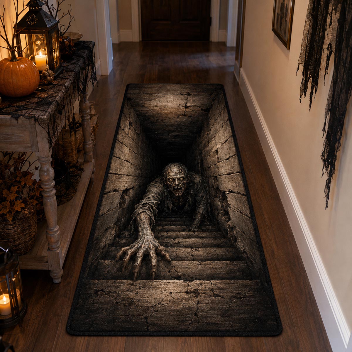 Howling Crawler Runner Rug - Cute Animal Design | Charming Runner Rug (Design 1) - washable non-slip printed rug