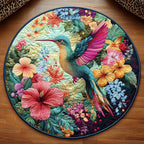 Humming Harmony Round Mat Rug - washable non-slip printed rug