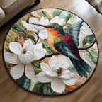 Hummingbird Bliss Round Mat Rug - washable non-slip printed rug