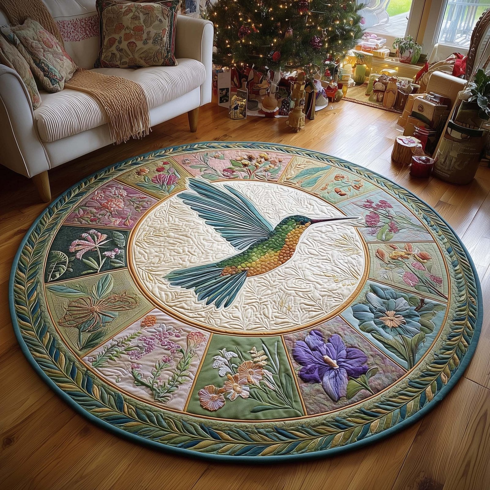 Hummingbird Blossom Round Mat Round Mat Rug - Nature Design | Serene Home Decor