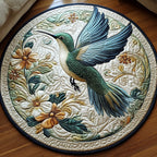 Hummingbird Haven Round Mat Rug - washable non-slip printed rug